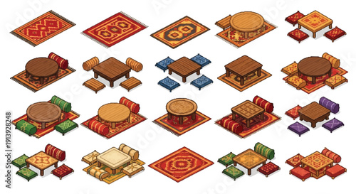 Isometric Game Assets Board Game Pieces.