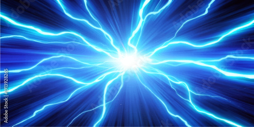 A seamless abstract blue background features glowing rays of electric plasma and flowing liquid waves to create a powerful energy texture with sparks of motion