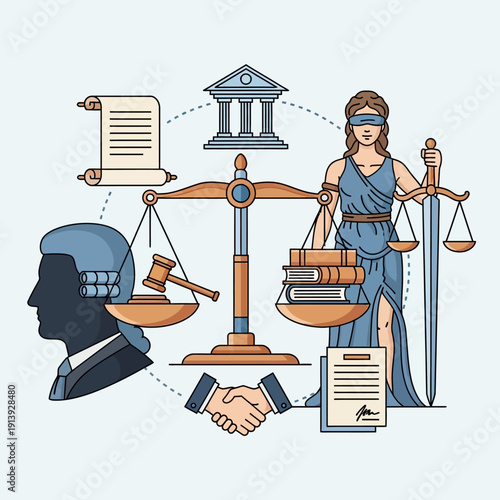 Justice Lady with Scale and Sword.