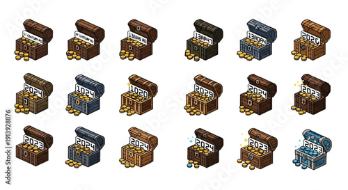 Collection of Various Treasure Chests and Boxes.