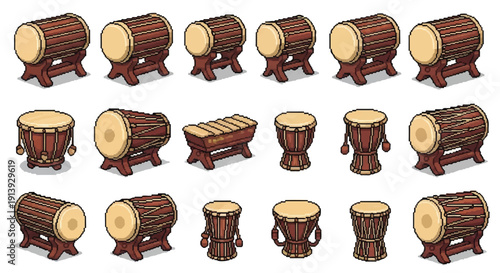 Collection of Various Drums and Barrels.