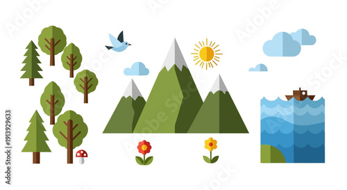 Mountains with snow capped peaks landscape.