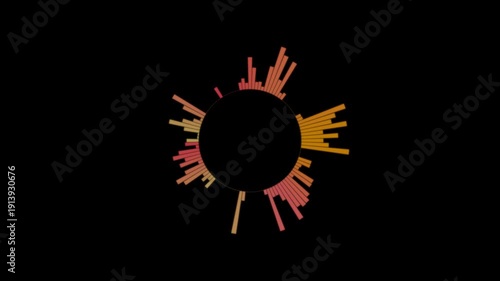 Circular Audio Visualizer Waves, Music Equalizer Pulse, Seamless Loop