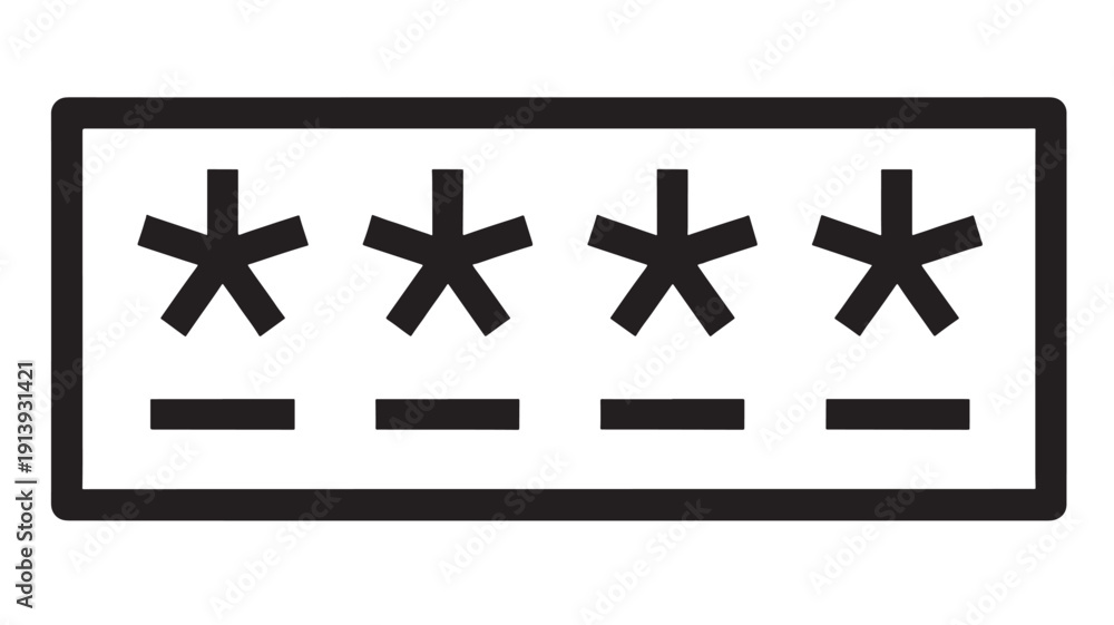 Obraz premium Password field icon with masked characters and underline bars, secure login authentication symbol in black and white for privacy, cybersecurity and access control