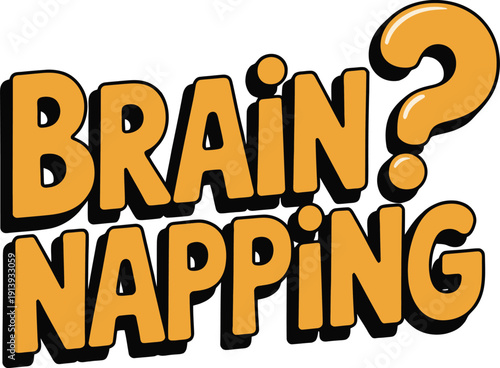 Brain napping typography design with comic style lettering and sleep symbols
