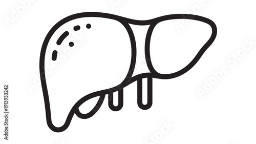 Liver line icon in black outline, human anatomy organ symbol for healthcare, hepatology, digestion and metabolism concept, isolated on white background