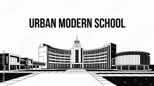 urban modern school education campus building with advanced classroom technology for students learning teaching academic study knowledge training institution