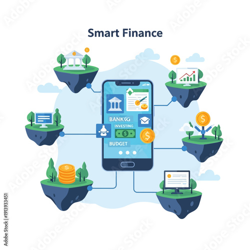 Smartphone with finance app on screen.