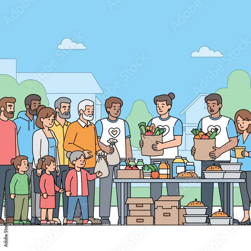 Volunteers helping at food bank.