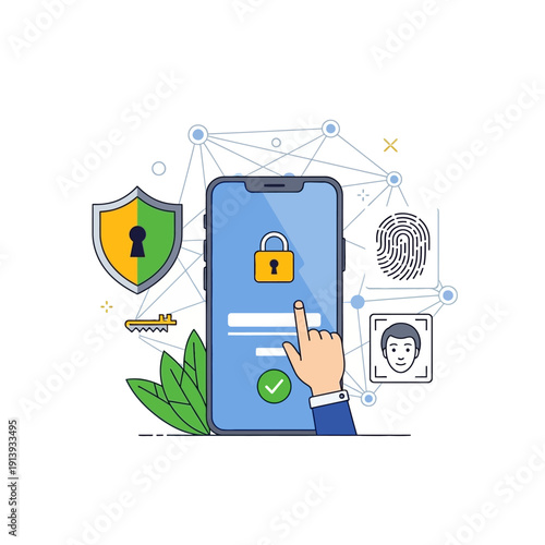 Smartphone with security lock screen.