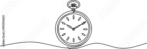 Continuous line of vintage watch, Watch continuous line icon vector illustration.one line vector illustration with white background