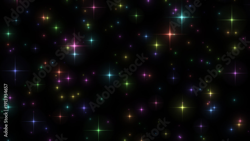 画面全体がカラフルなパーティクルの粒でキラキラ輝くエフェクトの背景画像
