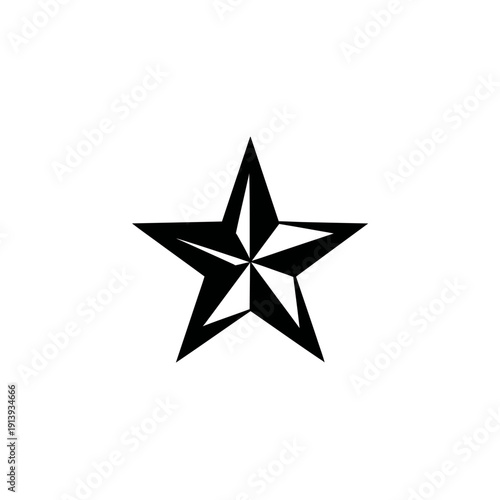 A stylized black and white nautical star design on a stark white background