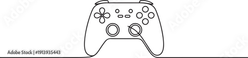 Continuous One-Line Drawing of a Gaming Controller - Minimalist Tech Art.one line vector illustration with white background