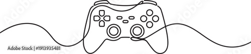 Continuous One-Line Drawing of a Gaming Controller - Minimalist Tech Art.one line vector illustration with white background