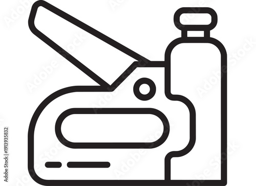 Air compressor icon with portable pump and air tank cylinder, simple black outline vector symbol for inflation, pneumatic tools, workshop equipment and maintenance