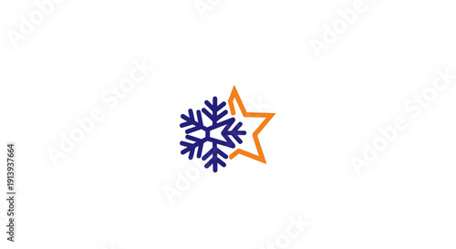 Stylized snowflake inside a star shape symbol.
