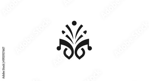 Elegant black floral emblem design element.