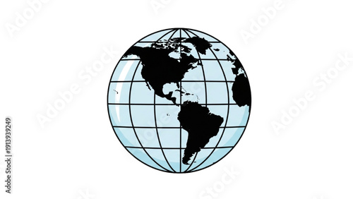 Globe illustration centered on the Americas from a direct viewpoint