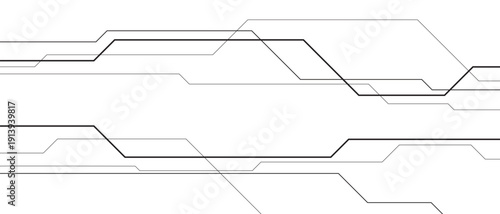 Abstract black circuit board technology connected lines electronics elements computer motherboard chip processor semiconductor digital on white background vector
