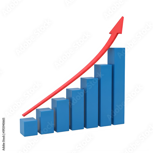 Growing success graph with upward red arrow isolated on transparent background Free Download Growing success graph with upward red arrow isolated on transparent background - GFXLoad