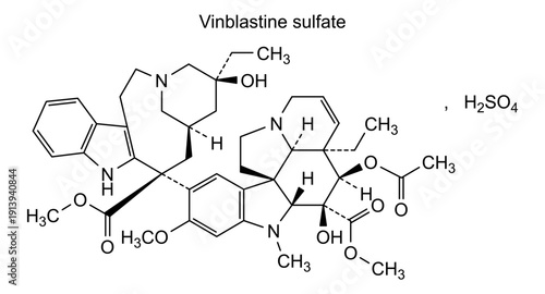 Vinblastine sulfate, chemical structure of vinblastine sulfate, drug substance