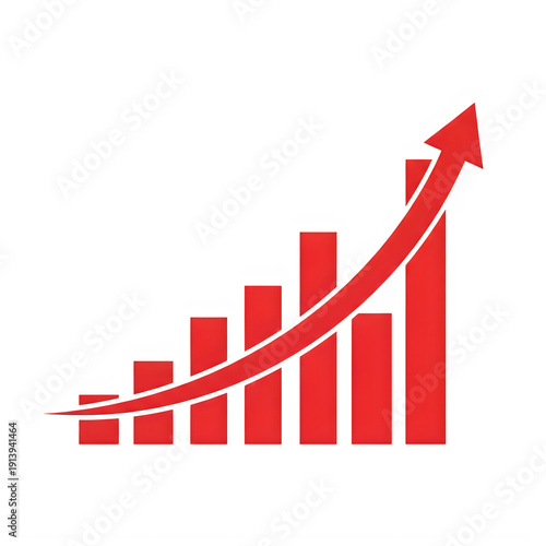 Free Download Red upward arrow graph showing growth and success isolated on transparent background - GFXLoad