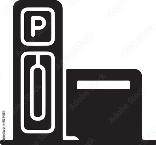 Vector illustration of a parking meter and ticket dispenser isolated on transparent background