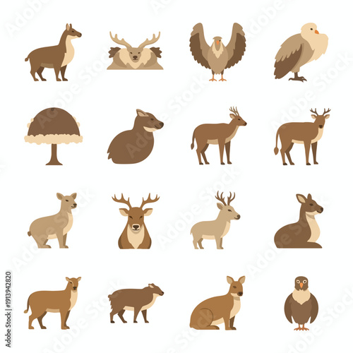 Collection of Various Wild Animals in a Forest Setting for Nature and Wildlife Projects