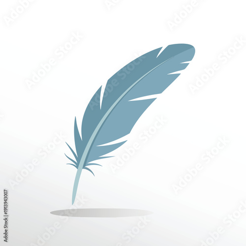 Elegant Light Blue Feather on White Background for Creative and Spiritual Use