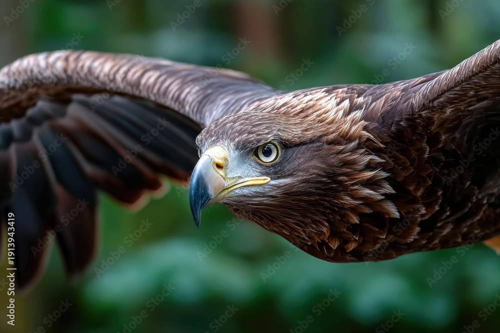 Fototapeta premium Golden Eagle in Flight Close Up Portrait