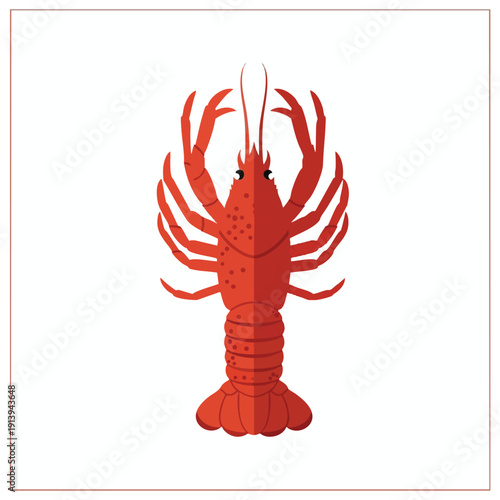 Bright Red Lobster Illustration for Seafood or Marine Life Themes