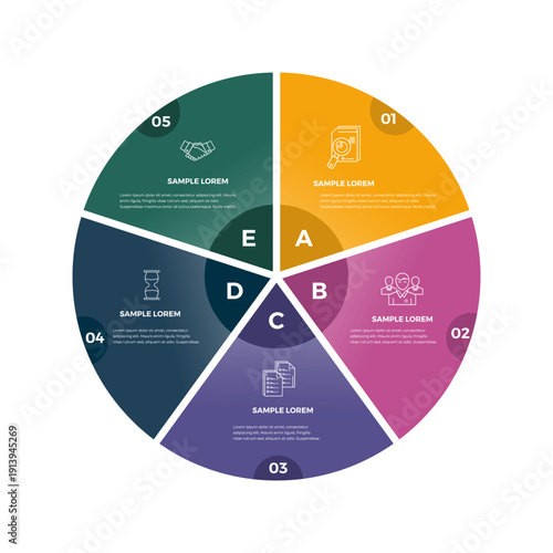 Vector circle venn diagram infographic four steps for business presentations and posters or web. Vector editable infographic.


