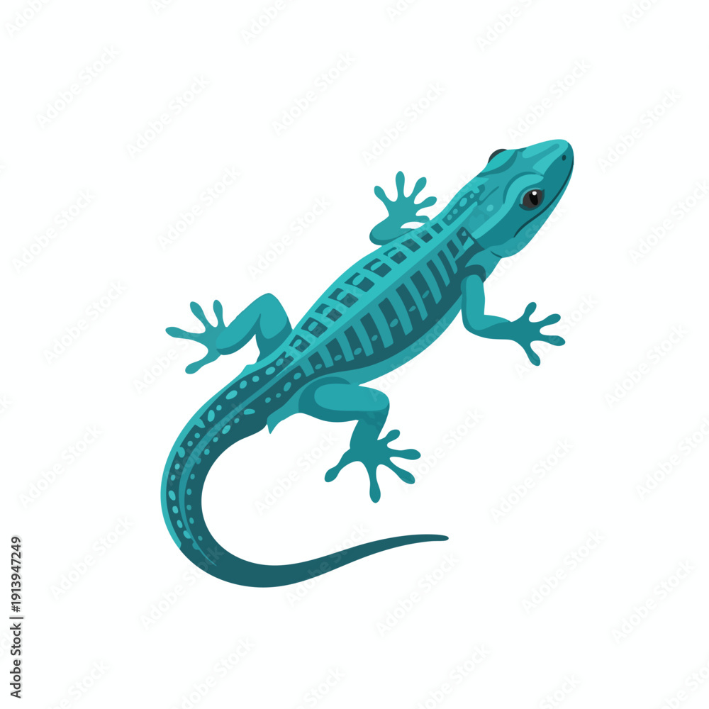 Obraz premium Turquoise Lizard Illustration on White