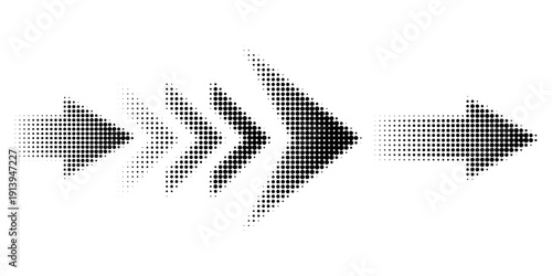 Dotted halftone arrows set in sports style