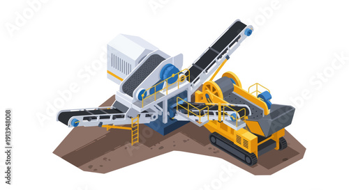Heavy construction machinery equipment for quarrying and mining operations.