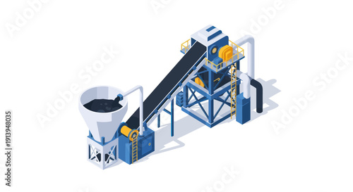 Industrial recycling plant machinery equipment conveyor system.