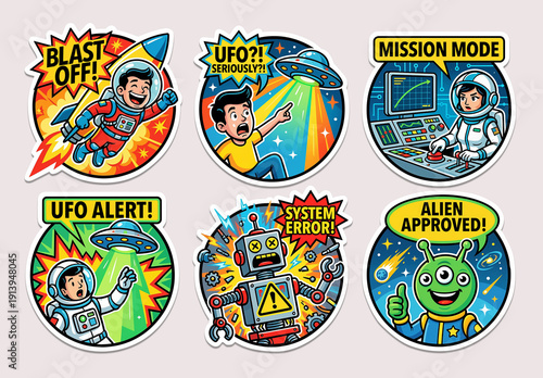 Pop Art Galactic Adventure Sticker Layout Set