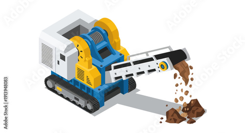 Heavy Machinery Excavator Digging and Dumping Soil.