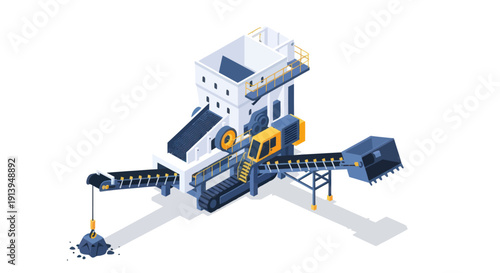 Industrial crushing plant machinery equipment for mining and construction.