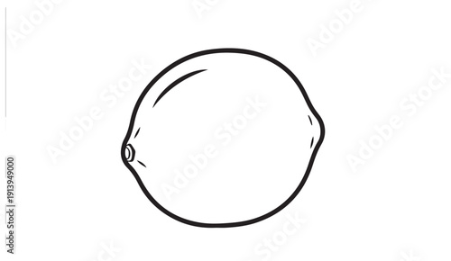 Simple Line Drawing of a Single Lemon on White Background - Stock Graphic