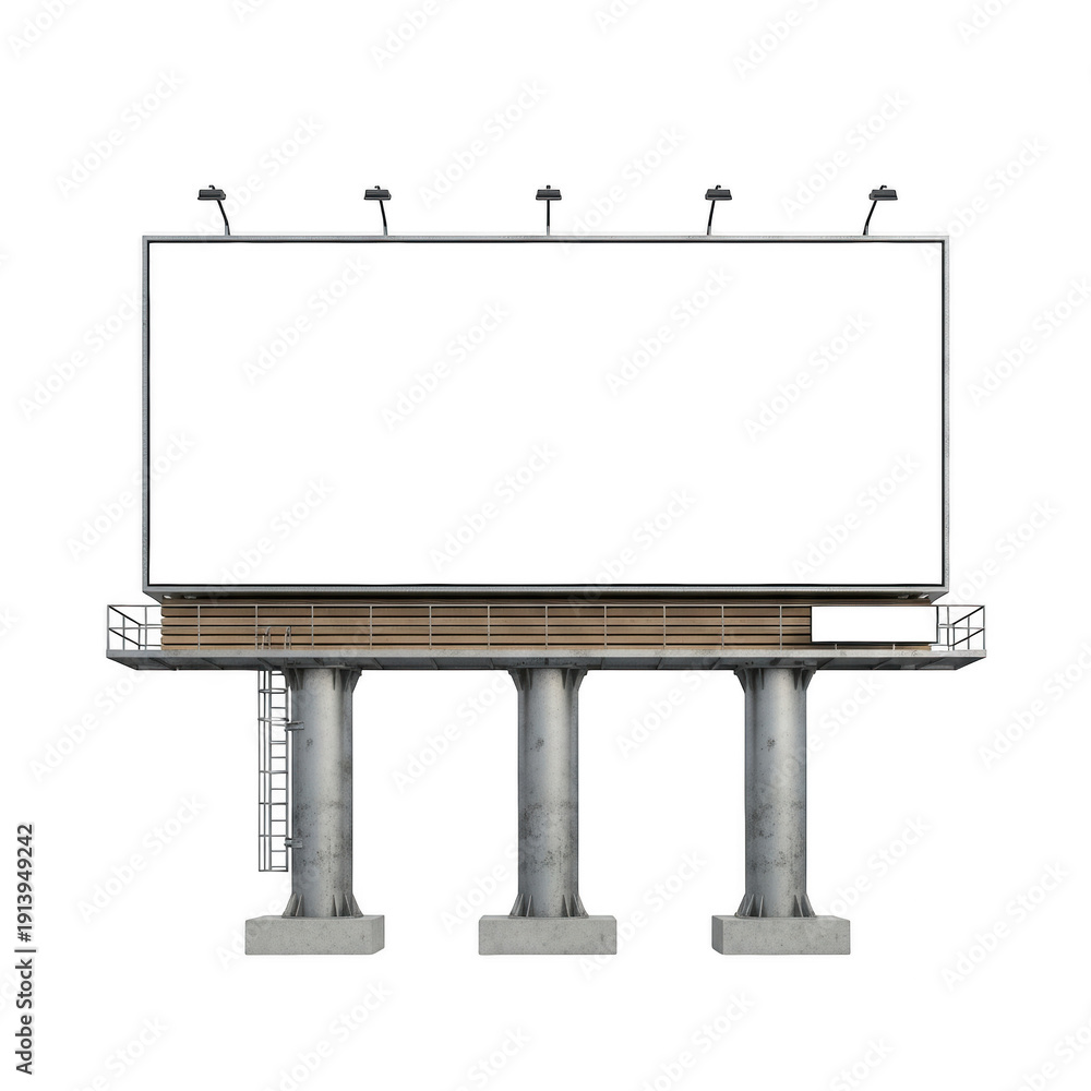 Obraz premium A blank billboard on a metal structure isolated on transparent background