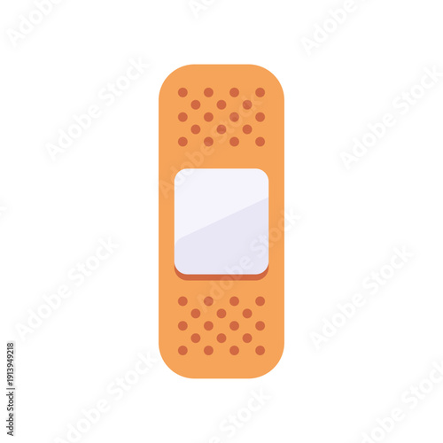 beige bandage, wound care, first aid, colorful vector flat style illustration