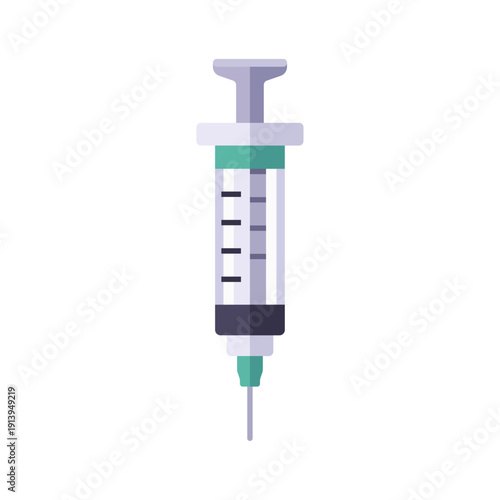 syringe, vaccination injection, colorful vector flat style illustration
