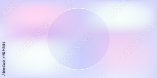 Soft pastel gradient background with a transparent glass circle. Minimal abstract design in blue, purple, and pink hues perfect for modern UI, website banners, or futuristic presentation templates.