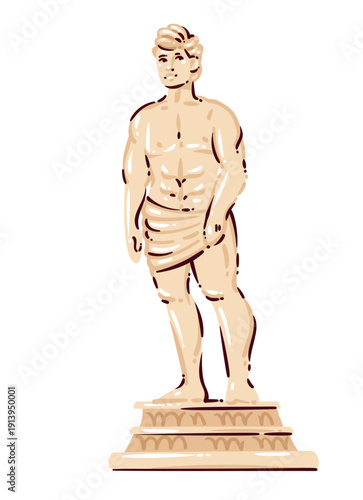 Fotografia Classical male statue sculpture in ancient style, nude marble figure with contrapposto pose, detailed anatomy and stone pedestal