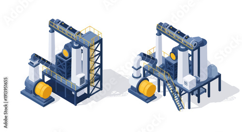 Industrial machinery equipment 3D illustration.