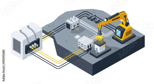 Industrial site with machinery and equipment in operation.
