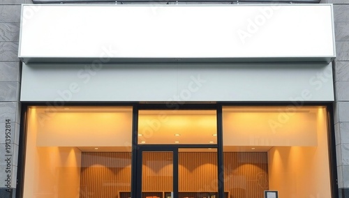 Modern storefront with large glass windows and a minimalist design