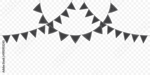 carnival colored garlands and bunting. Set of multicolored buntings garlands flags isolated on transparent background.  confetti festive colorful carnival. Best Design Collection. EPS 10 